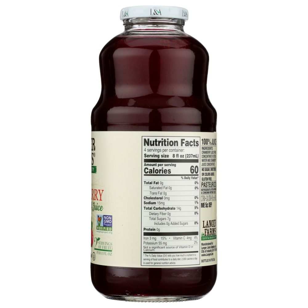 All Cranberry Juice 100% pure USA grown cranberry concentrate in 32 oz bottle