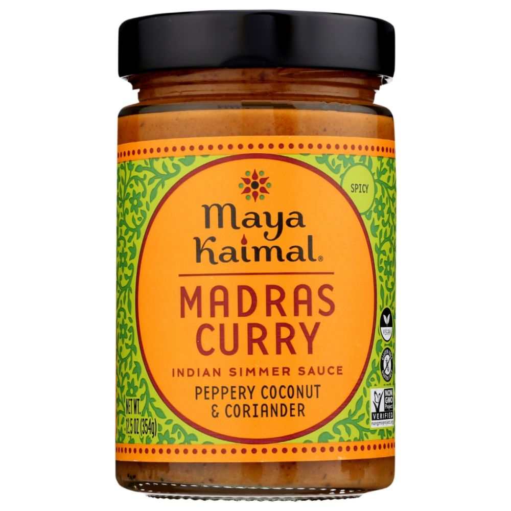 MAYA KAIMAL Madras Curry Indian Simmer Sauce 12.5 oz bottle with tropical South Indian flavors