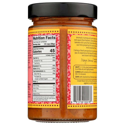 MAYA KAIMAL Kashmiri Curry Indian Simmer Sauce 12.5 oz jar with Rogan Josh flavor