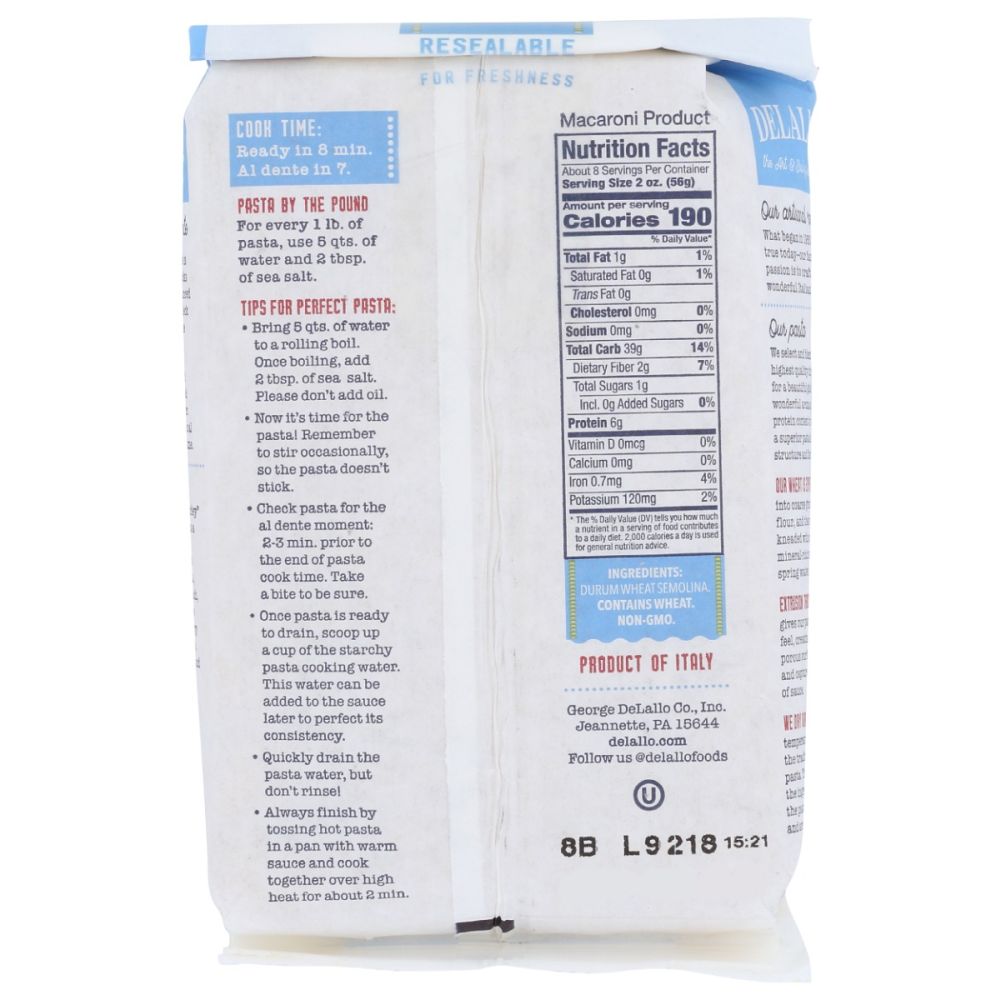 DELALLO: Orzo No. 65 Pasta, 16 oz - SMART GREENS