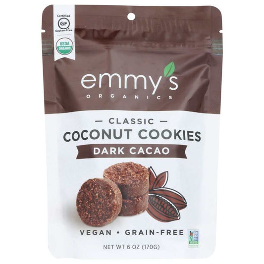 EMMYS ORGANICS Dark Cacao Coconut Cookies 6 oz pack