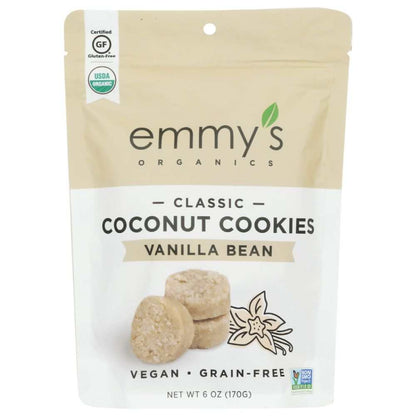 EMMYS ORGANICS Coconut Cookies Vanilla Bean 6 oz organic package