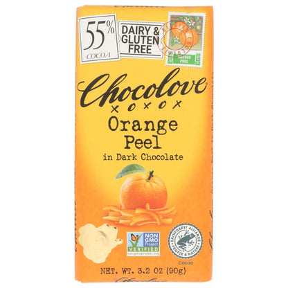CHOCOLOVE: Orange Peel In Dark Chocolate Bar, 3.2 oz - SMART GREENS