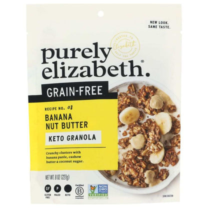 PURELY ELIZABETH Grain-Free Banana Nut Butter Granola with cashews and superfood seeds, 8 oz box