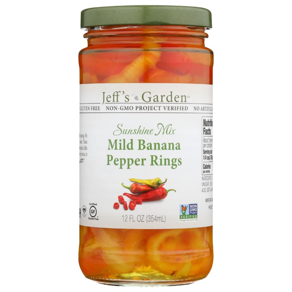 JEFFS NATURALS: Sunshine Mix Mild Banana Pepper Rings, 12 fl oz - SMART GREENS