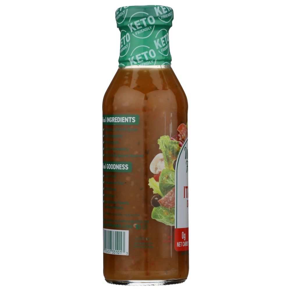 Bottle of WALDEN FARMS Italian Dressing, calorie free, 12 oz, with herbs and spices