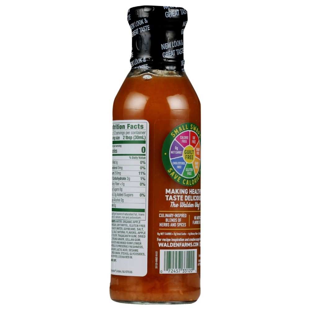 WALDEN FARMS Sesame Ginger Calorie Free Dressing 12 oz bottle with organic ingredients