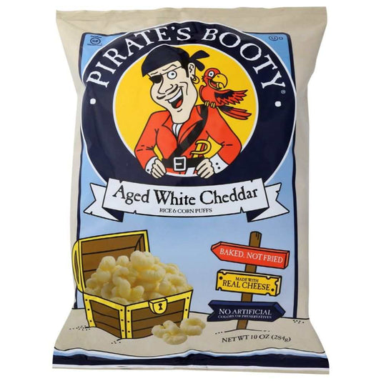 Pirate Brands Pirate’s Booty Aged White Cheddar Puffs 10oz baked cheesy snack bag
