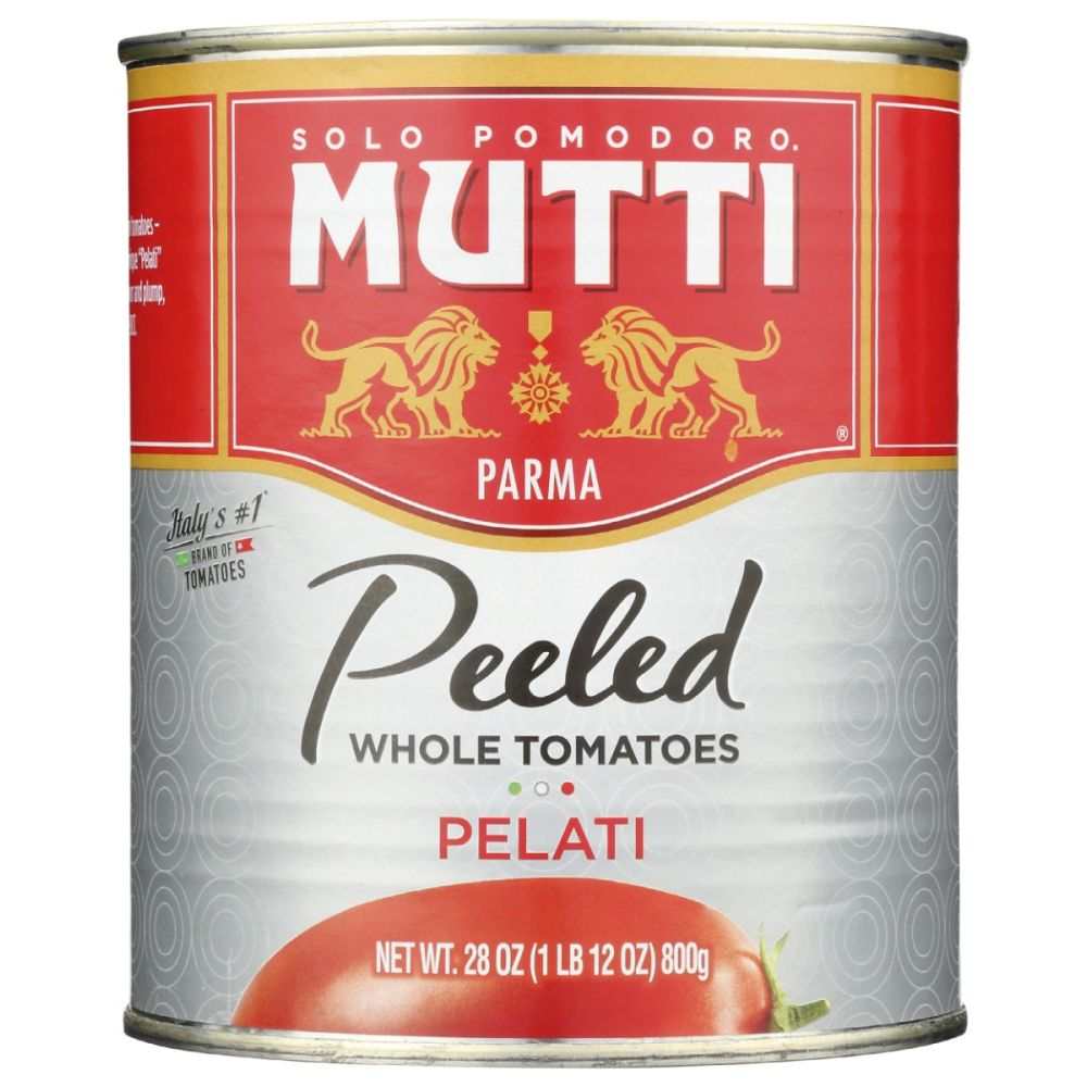 Mutti® Peeled Tomatoes 28 oz can of whole, firm, and sun-ripened Italian tomatoes for cooking