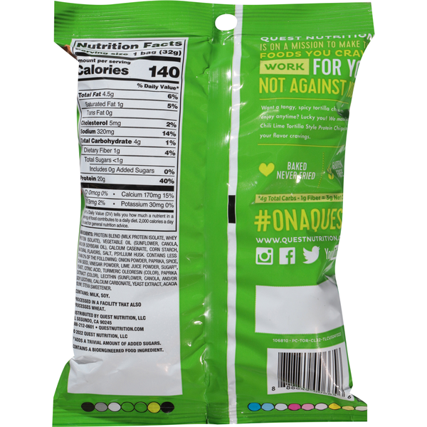 Quest Tortilla Style Chili Lime Flavor Protein Chips