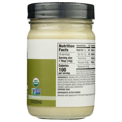 SPECTRUM NATURALS: Organic Mayonnaise with Olive Oil, 12 oz - SMART GREENS