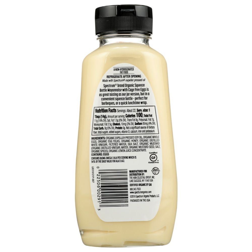 SPECTRUM NATURALS: Organic Mayonnaise With Cage Free Eggs Squeeze, 11.25 oz - SMART GREENS