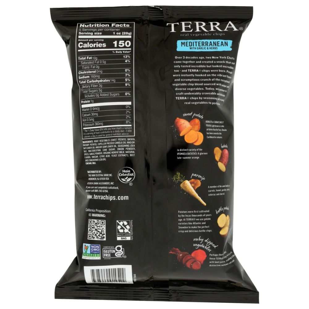 TERRA CHIPS Mediterranean Garlic and Herbs vegetable chips 5 oz bag