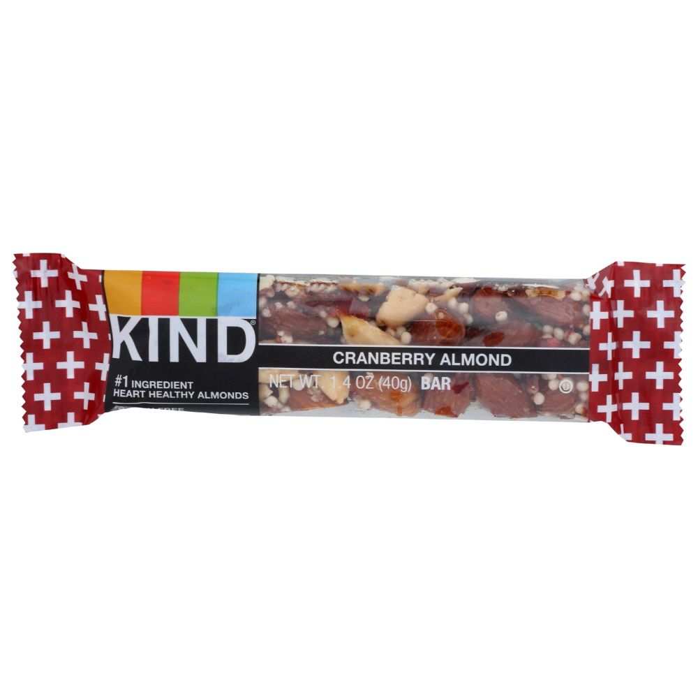 KIND Cranberry Almond Nut Bars with almonds, cranberries, and honey, gluten-free and non-GMO snack bars