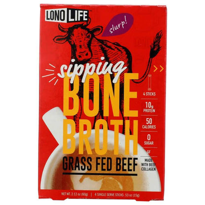LONOLIFE Grass Fed Beef Bone Broth 4Pk with sea salt and black pepper