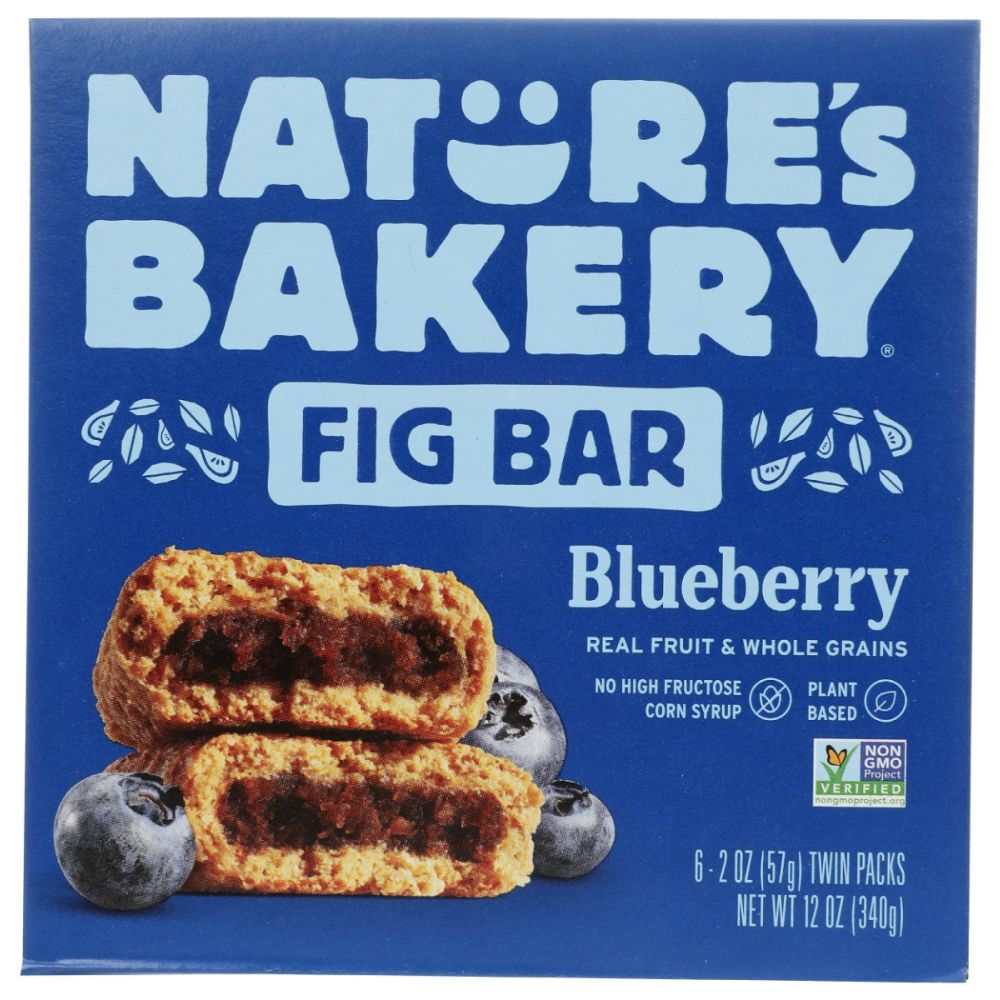 NATURES BAKERY Whole Wheat Fig Bars Blueberry 6Ct 12 oz pack of soft baked snack bars with real fruit and whole grains