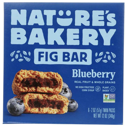 NATURES BAKERY Whole Wheat Fig Bars Blueberry 6Ct 12 oz pack of soft baked snack bars with real fruit and whole grains