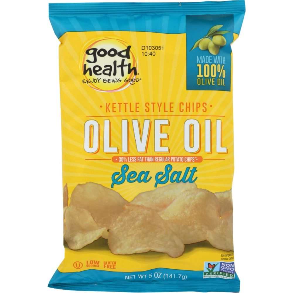 Kettle Style Chips Olive Oil Sea Salt crunchy golden kettle-cooked potato chips 5oz bag
