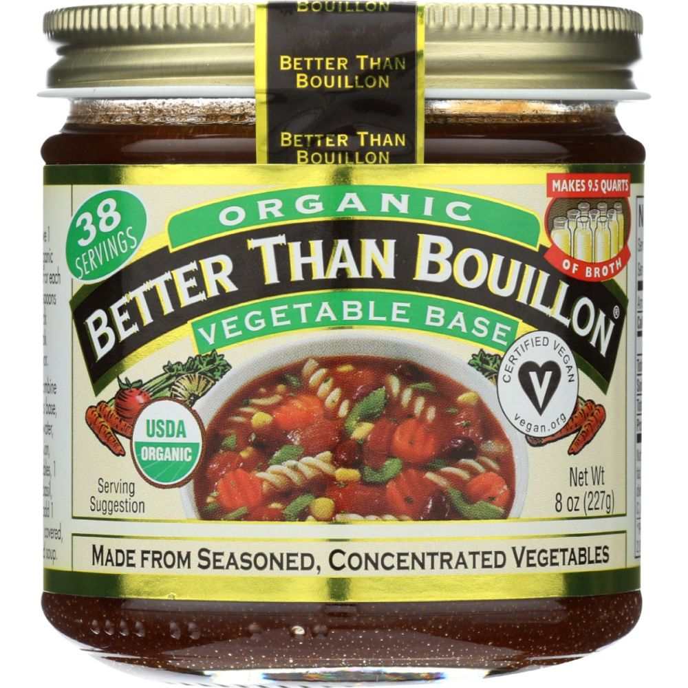 Better Than Bouillon Organic Seasoned Vegetable Base 8 oz jar with fresh vegetable ingredients