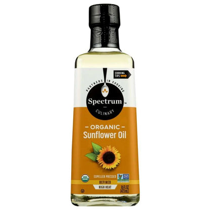 Spectrum NATURALS Organic Sunflower Oil Refined 16 fl oz bottle for healthy cooking