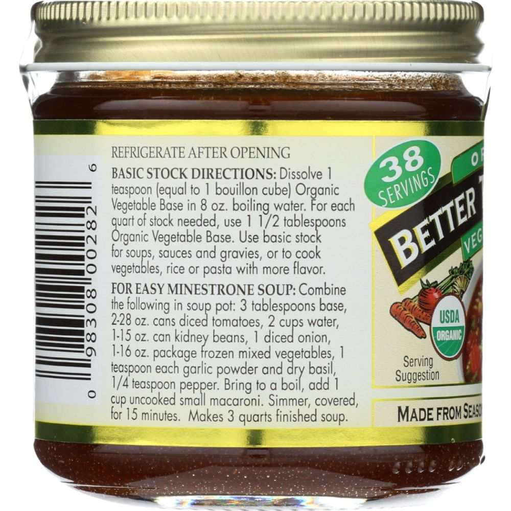 Better Than Bouillon Organic Seasoned Vegetable Base 8 oz jar with pureed vegetable blend