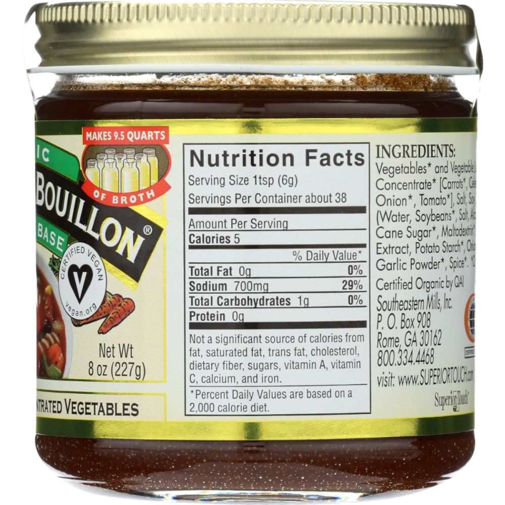 Organic Better Than Bouillon Seasoned Vegetable Base jar with vegetables and spices