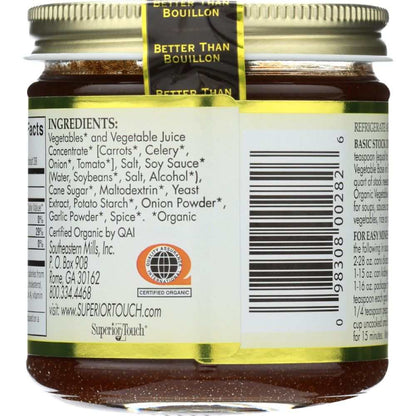 Better Than Bouillon Organic Seasoned Vegetable Base jar with vegetables and seasoning ingredients