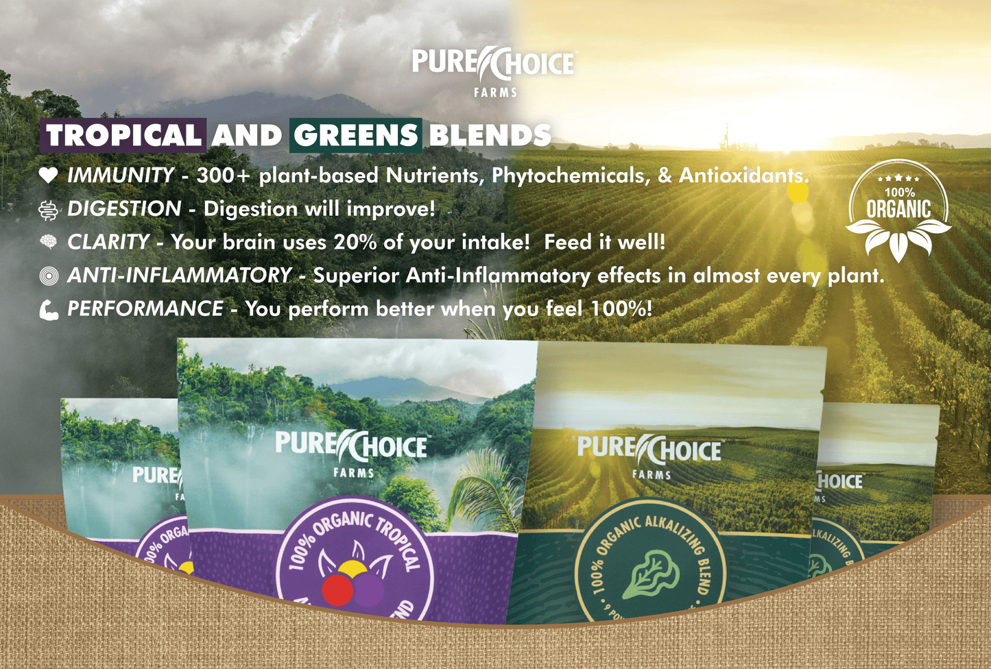 Pure Choice Farms: Organic Tropics & Raw Greens Micronutrient Powders