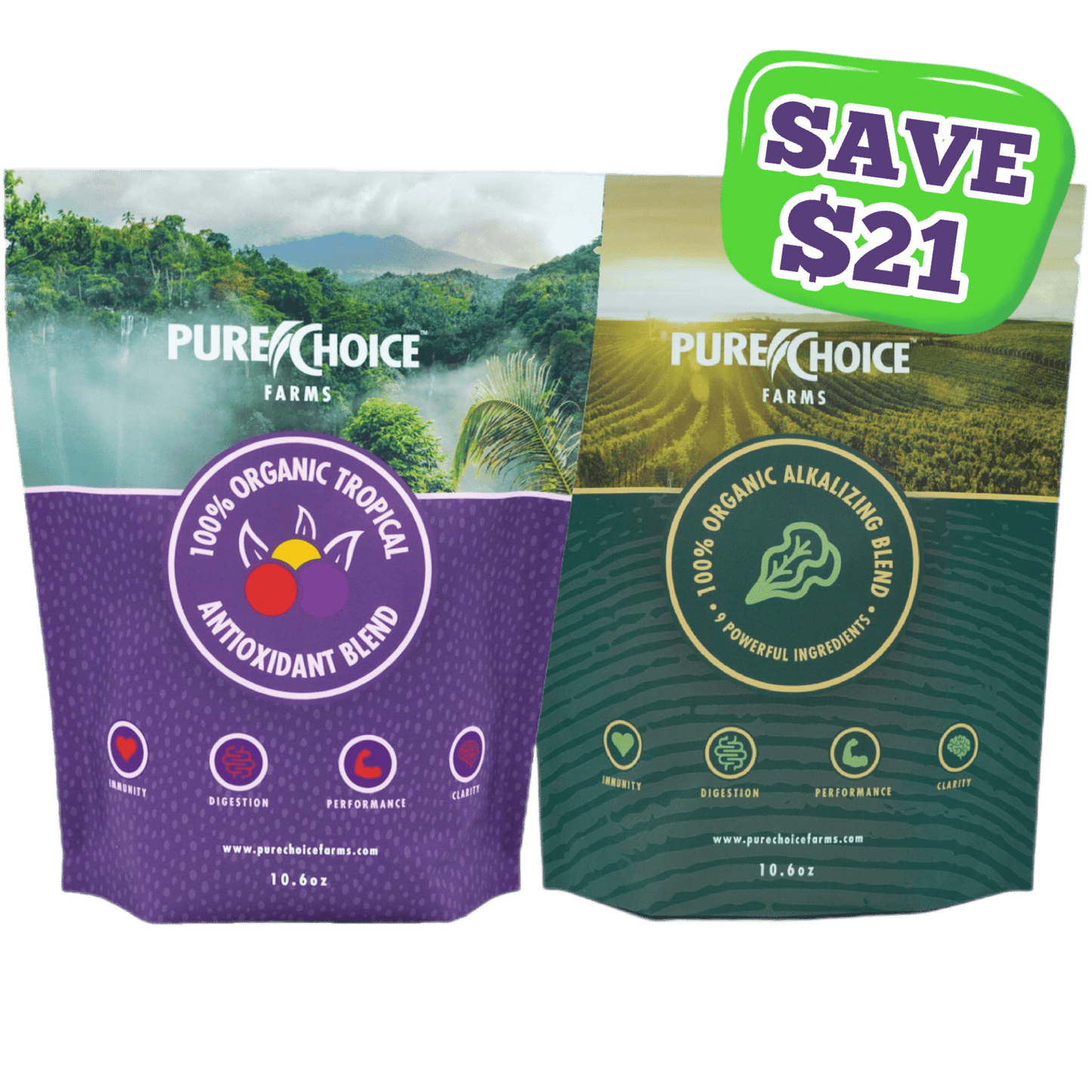 Pure Choice Farms: Organic Tropics & Raw Greens Micronutrient Powders