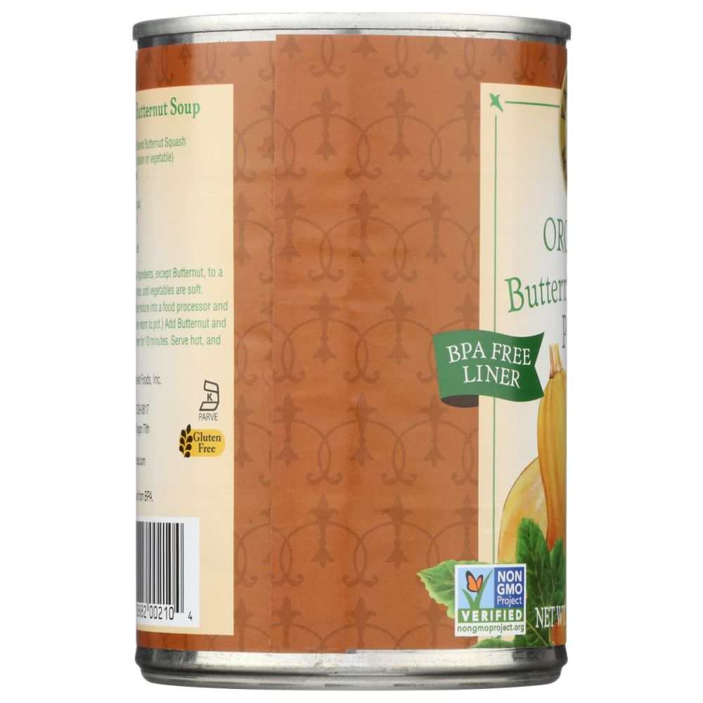 Farmers Market Foods organic butternut squash puree 15 oz BPA-free packaging