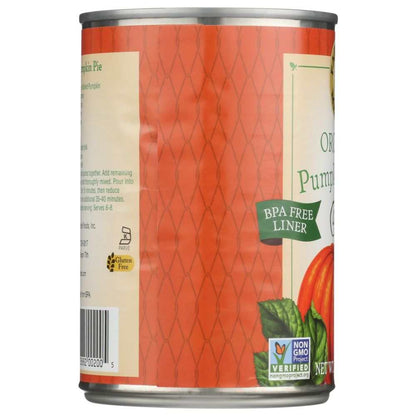 Farmers Market Foods Organic Pumpkin Puree 15 oz jar on wooden surface
