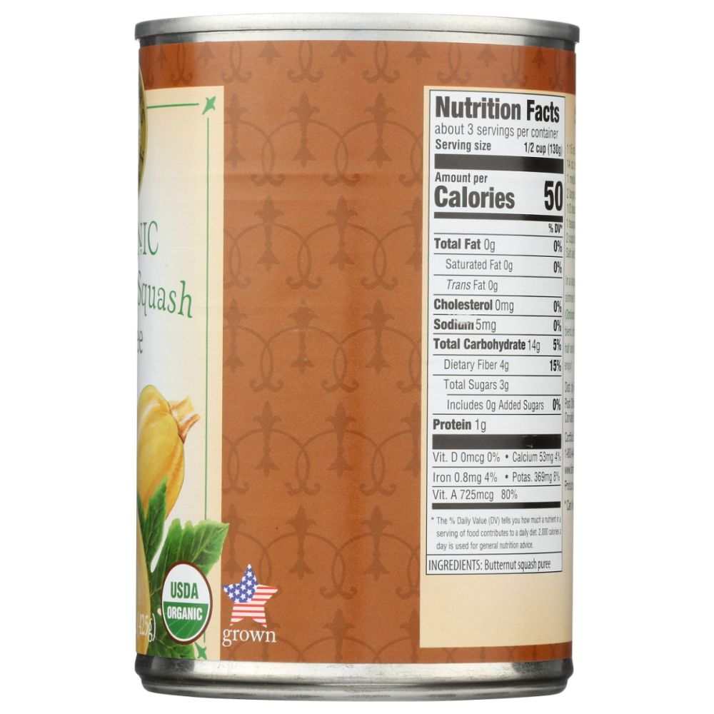 Farmers Market Foods organic butternut squash puree 15 oz BPA-free packaging