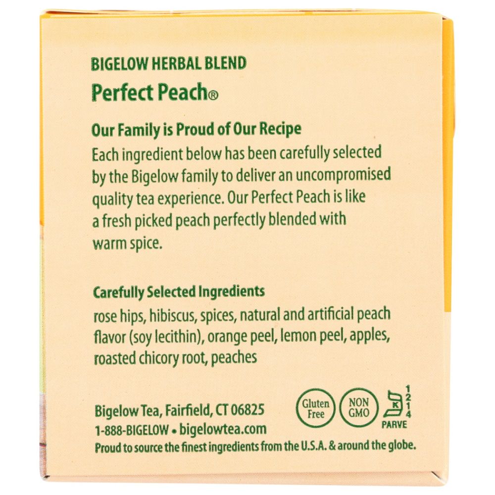 BIGELOW: Perfect Peach Herbal Tea 20Bg, 1.37 oz - SMART GREENS