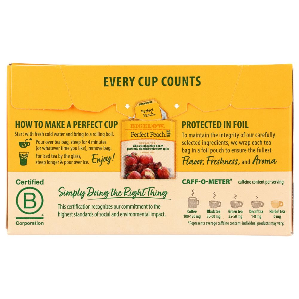 BIGELOW: Perfect Peach Herbal Tea 20Bg, 1.37 oz - SMART GREENS