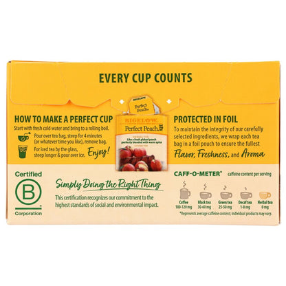 BIGELOW: Perfect Peach Herbal Tea 20Bg, 1.37 oz - SMART GREENS