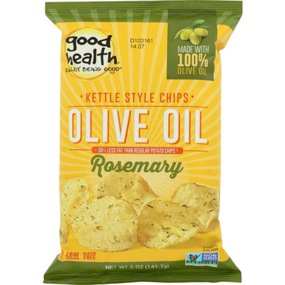 Kettle Style Potato Chips olive oil rosemary flavor with sea salt and rustic ridges in 5oz bag