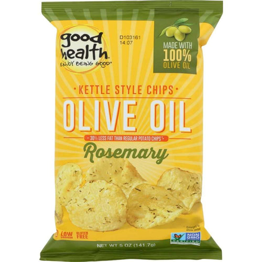 Kettle Style Potato Chips olive oil rosemary flavor with sea salt and rustic ridges in 5oz bag
