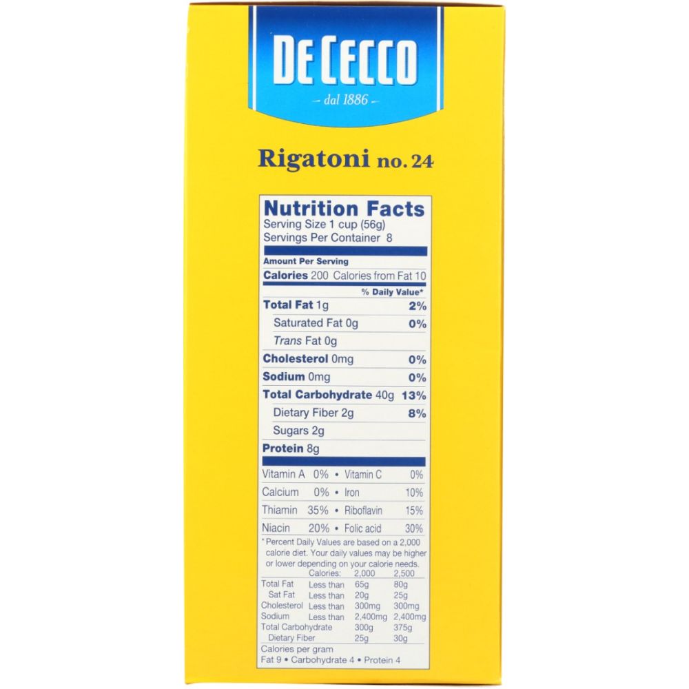 DE CECCO: Rigatoni No 24 Pasta, 16 oz - SMART GREENS