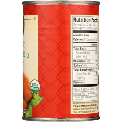 Farmers Market Foods Organic Sweet Potato Puree 15 oz BPA-Free Packaging