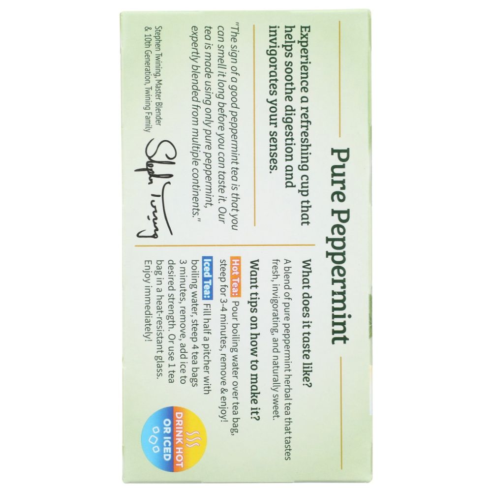 TWINING TEA: Pure Peppermint Herbal Tea, 20 bg - SMART GREENS