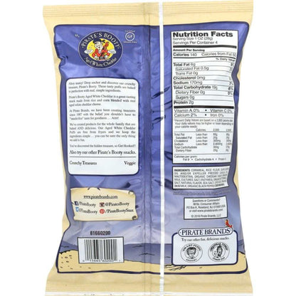 PIRATE BRANDS Aged White Cheddar Rice and Corn Puffs 4 oz gluten-free snack bag