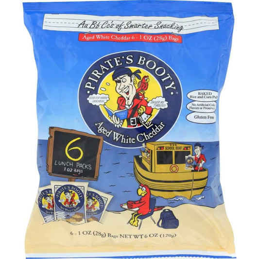 PIRATE BRANDS Aged White Cheddar Rice and Corn Puffs 6-pack snack box