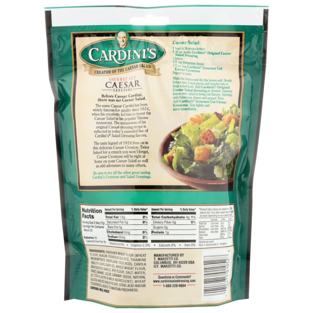 CARDINI'S : Gourmet Cut Caesar Garlic Croutons, 5 oz - SMART GREENS