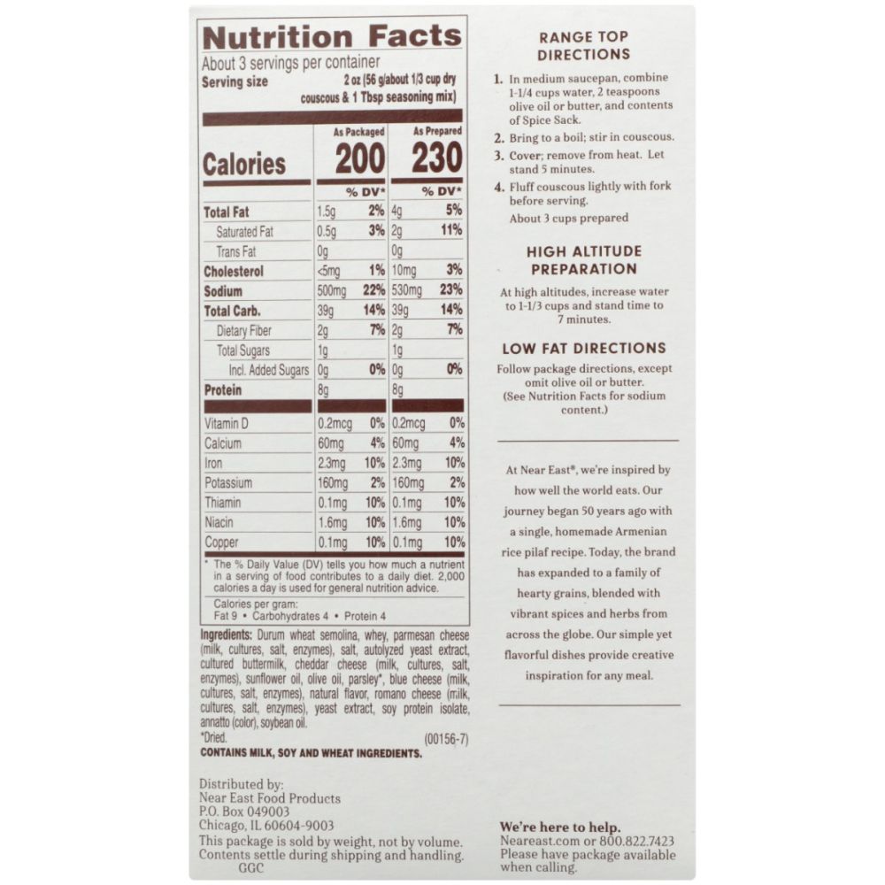 NEAR EAST: Couscous Parmesan, 5.9 oz - SMART GREENS