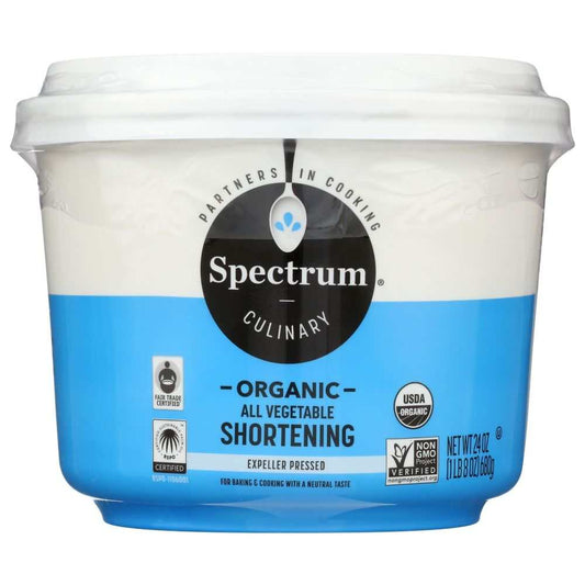 Spectrum Naturals Organic All Vegetable Shortening 24 oz container for baking and cooking