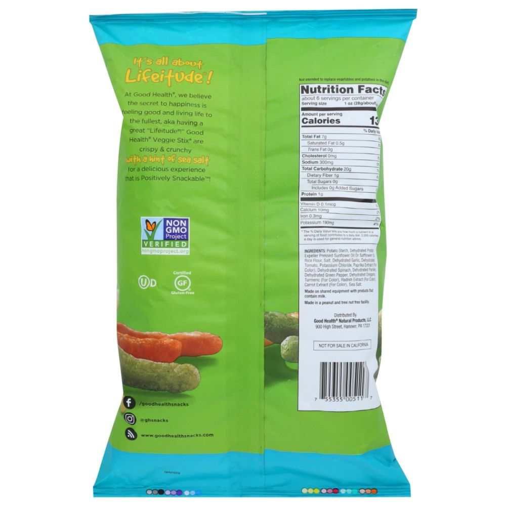 Good Health Veggie Stix Sea Salt 6.25 oz snack with nutrients from vegetables