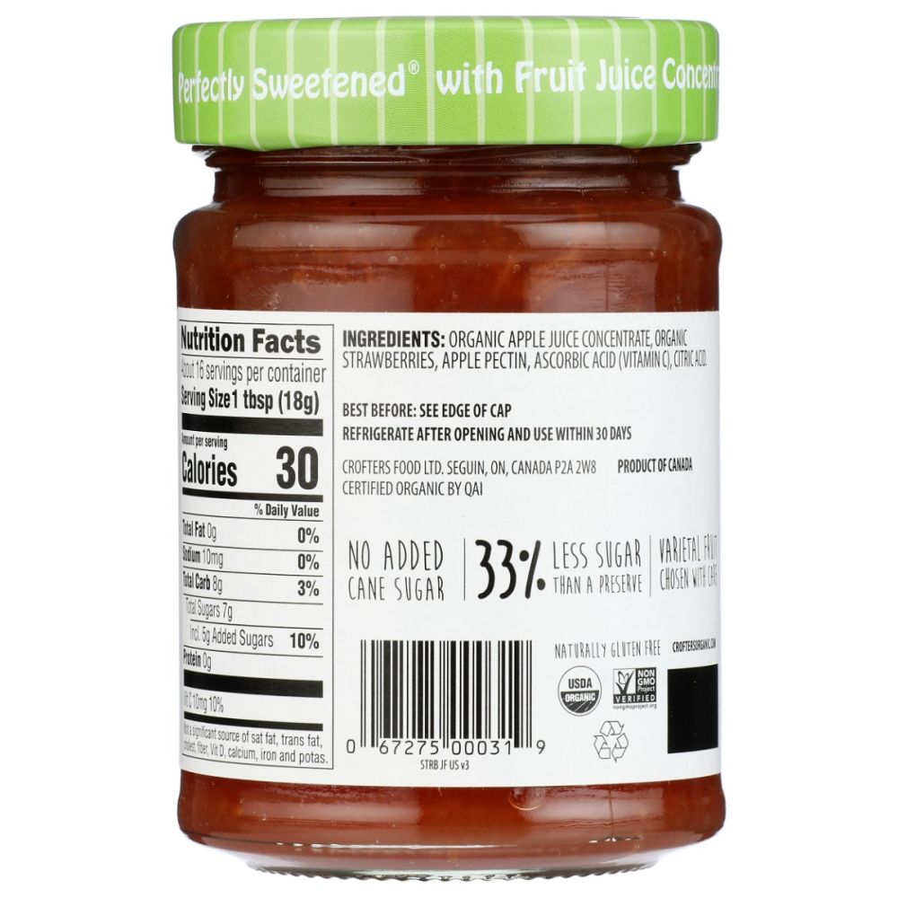 CROFTERS: Just Fruit Spread Strawberry, 10 oz - SMART GREENS