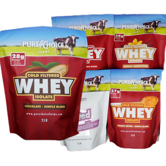 Pure Choice Farms: Whey Protein Isolate Flight   Try 5 flavors!