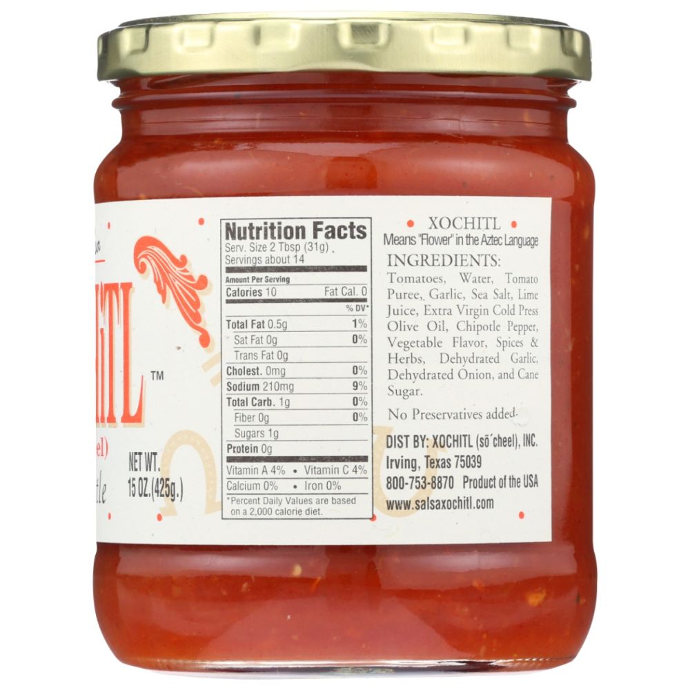XOCHITL: Chipotle Salsa Medium, 15 oz - SMART GREENS