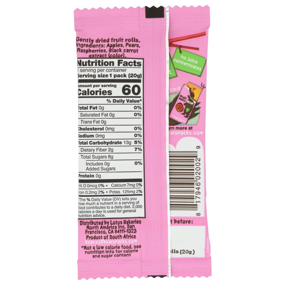 BEAR YOYO: Raspberry Fruit Rolls, 0.7 oz - SMART GREENS